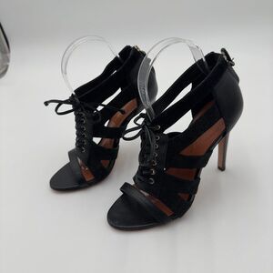 Rebecca Minkoff Black strappy leather heel size 7M, with heel of 4"